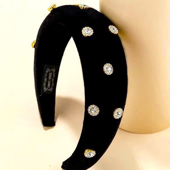 Unbranded Accessories - Padded Velvet Headband Gold Rhinestone- NWT